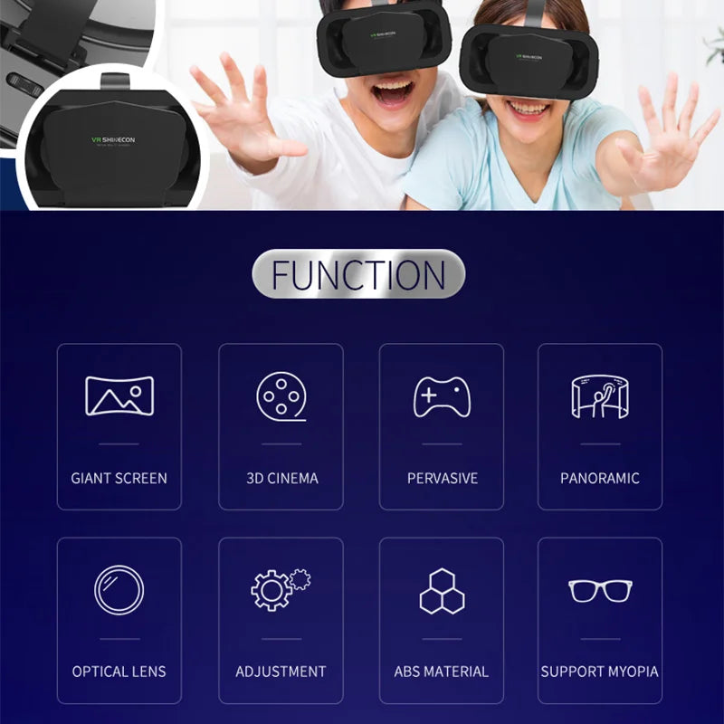 Electronics Den 3D VR glasses virtual reality headset with adjustable straps and lenses for immersive gaming and media experiences