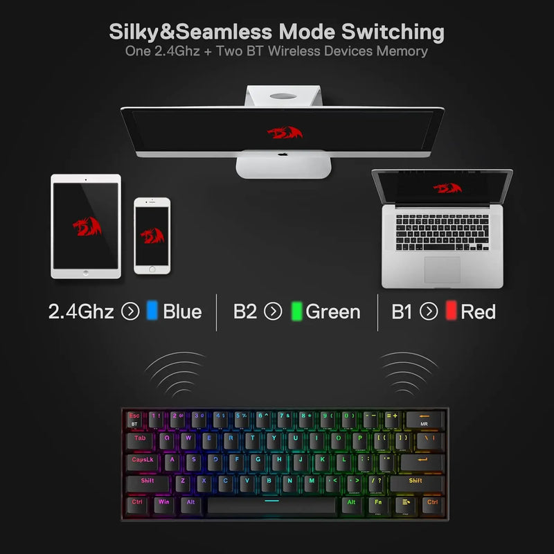 Wireless RGB mechanical keyboard K530 Pro Draconic 60% with three modes and compact design, shown in the image.