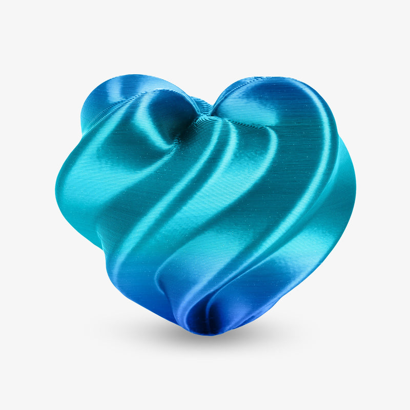 Amolen PLA silk shiny gradient filament in Azure Blue, 1.75mm, 1kg spools, showcasing smooth, vibrant color transitions for 3D printing.
