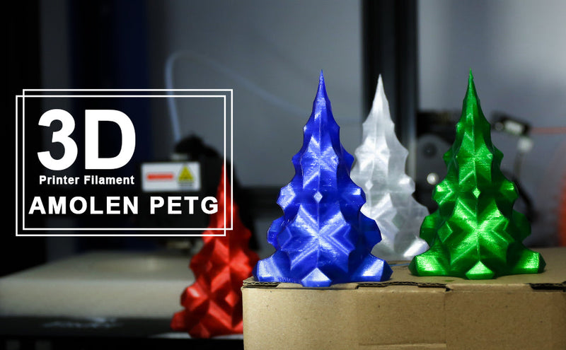 Transparent PETG variety pack by Amolen, 4x250g spools of clear, durable 3D printing filament on a clean background.