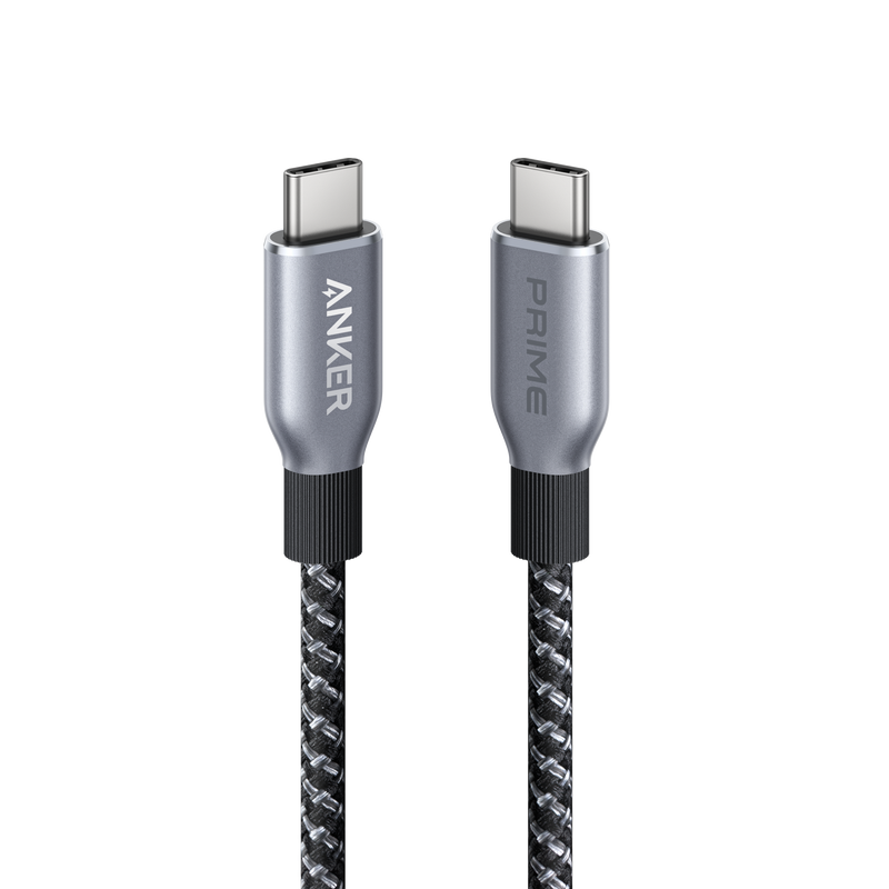 Anker Prime 3-ft USB-C to USB-C cable with 240W power, upcycled braided design, suitable for fast charging and data transfer.