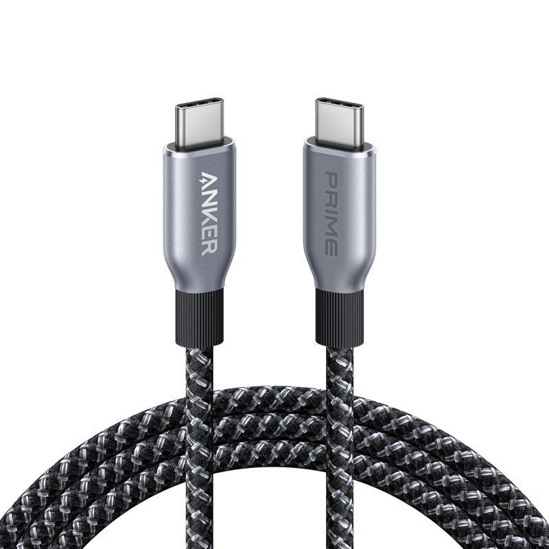 Anker Prime 3-ft USB-C to USB-C cable with 240W power, upcycled braided design, ideal for fast charging and data transfer.