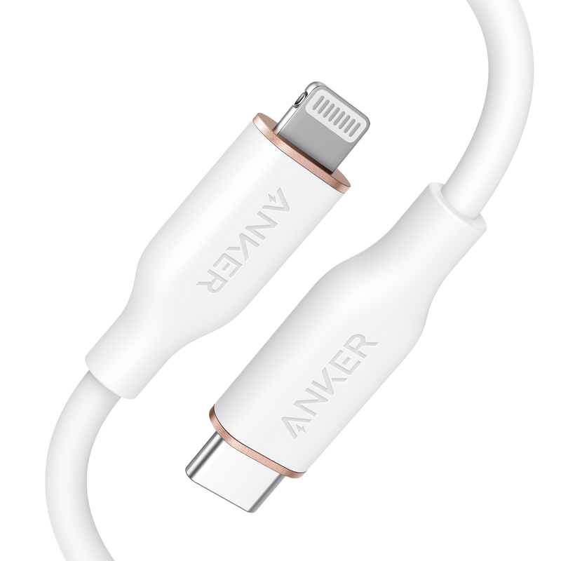 Anker 641 USB-C to Lightning Cable in midnight black, 3 ft silicone braided design for fast charging and data transfer.