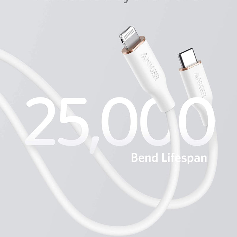 Anker 641 USB-C to Lightning Cable in midnight black, 3 ft silicone charging and syncing cable for Apple devices.