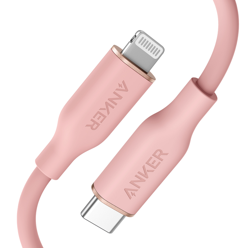 Anker 641 USB-C to Lightning Cable in midnight black, 3 ft silicone braided cable for fast charging and data transfer.