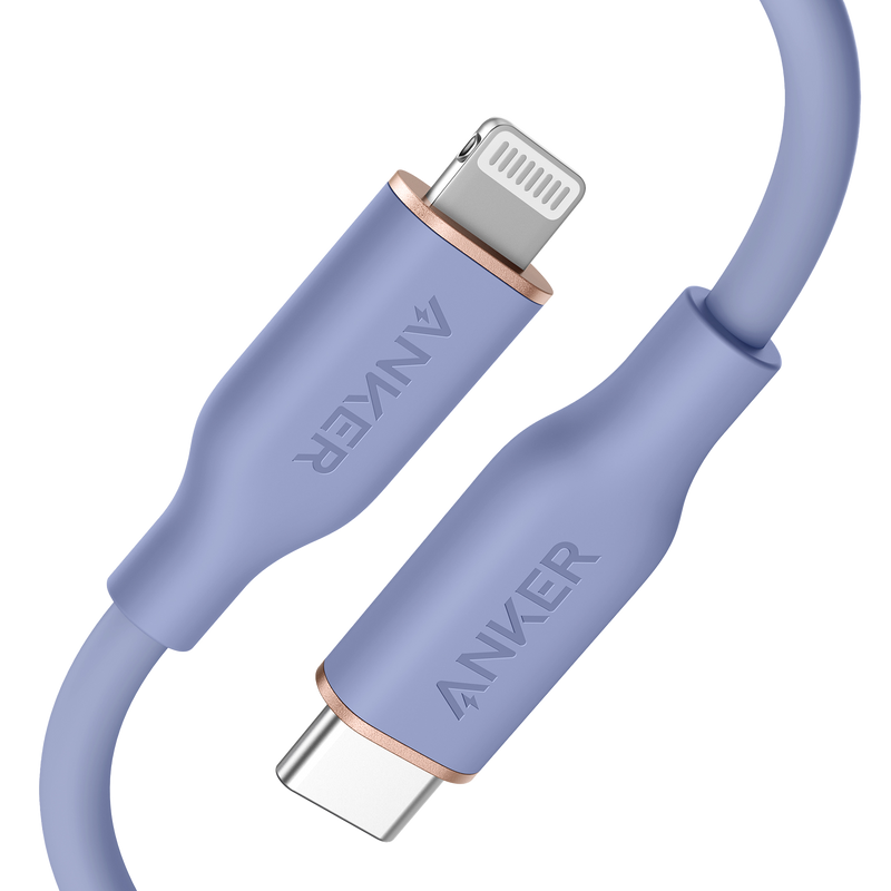 Anker 641 USB-C to Lightning Cable in midnight black, 3 ft silicone, designed for fast charging and data transfer.