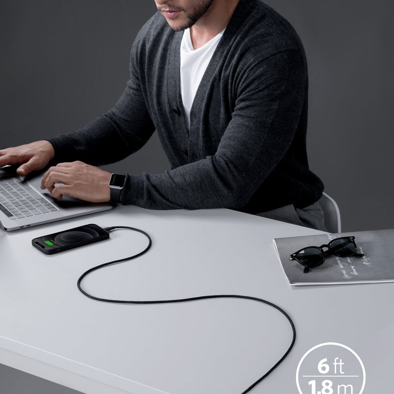 Anker 641 USB-C to Lightning cable in midnight black, 3 ft silicone charging and syncing cable for Apple devices.