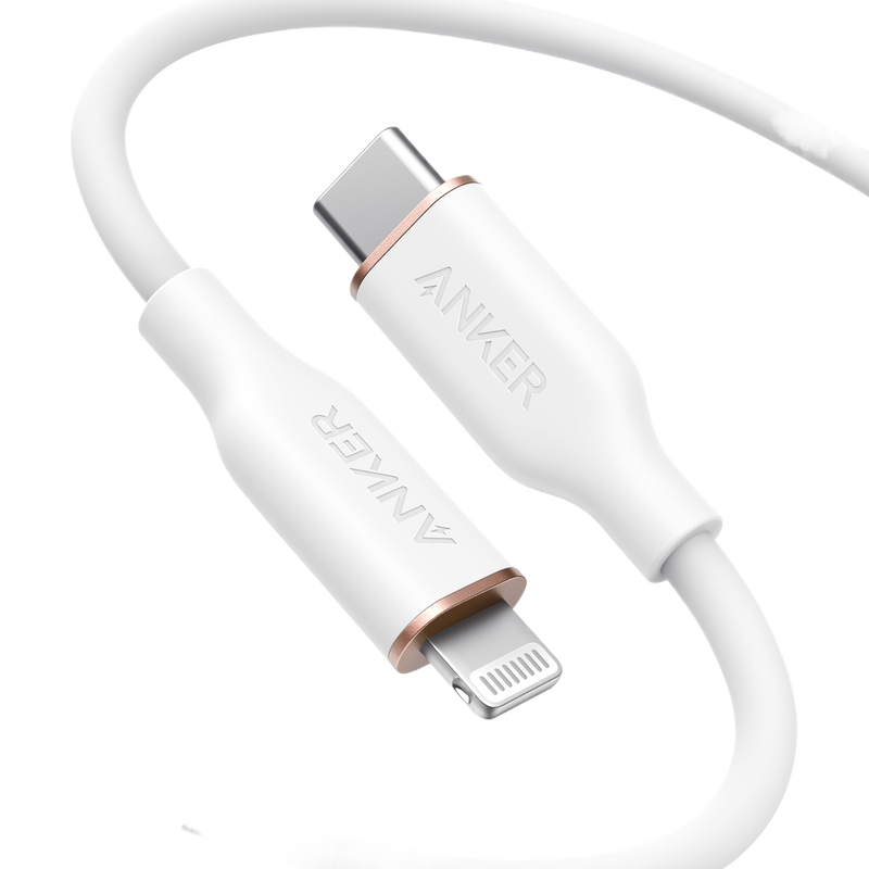 Anker 641 USB-C to Lightning Cable in midnight black, 3 ft silicone design for fast charging and data transfer.
