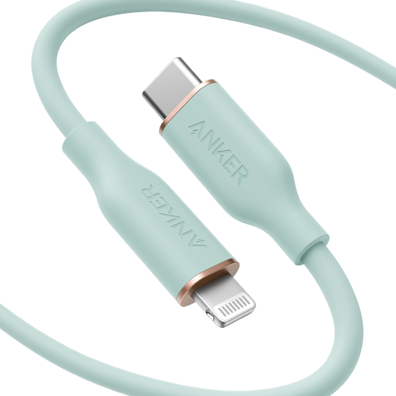 Anker 641 USB-C to Lightning Cable in midnight black, 3-foot silicone braided charging and syncing cable for Apple devices.