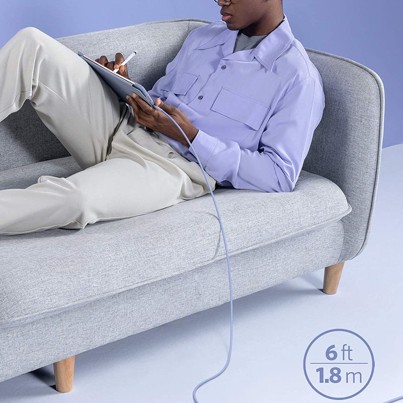 Anker 641 USB-C to Lightning Cable in midnight black, 3 ft silicone charging cable with Flow design, for Apple devices.