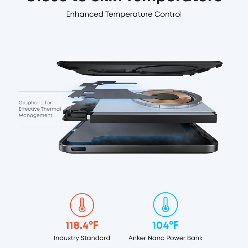 Black Anker Nano Power Bank 5K with MagGo, slim portable charger for smartphones and devices, compact and lightweight design