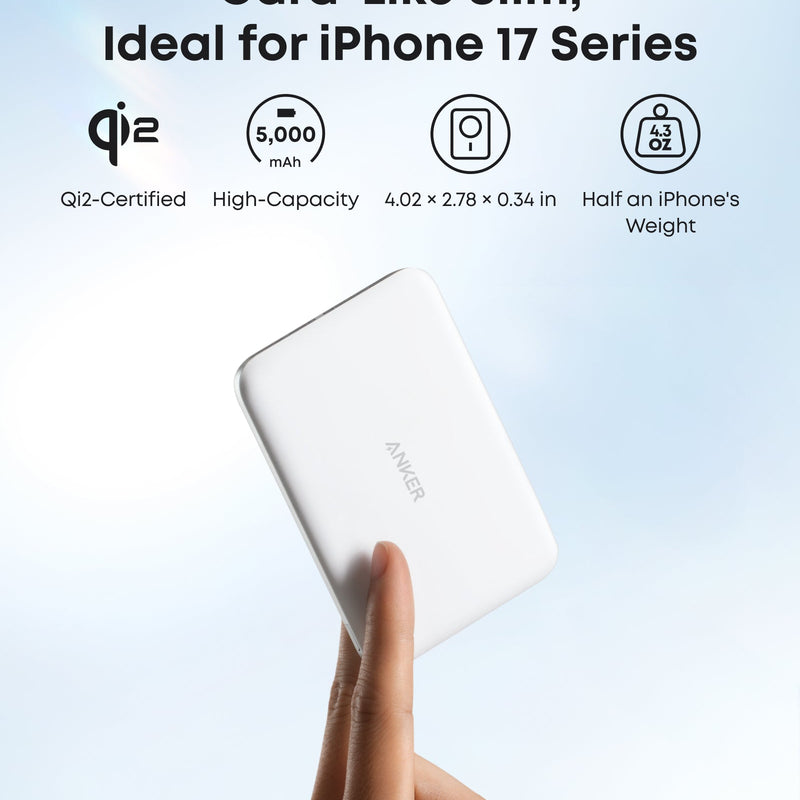 Black Anker Nano Power Bank 5K with MagGo, slim design, shown in a single pack for portable charging.