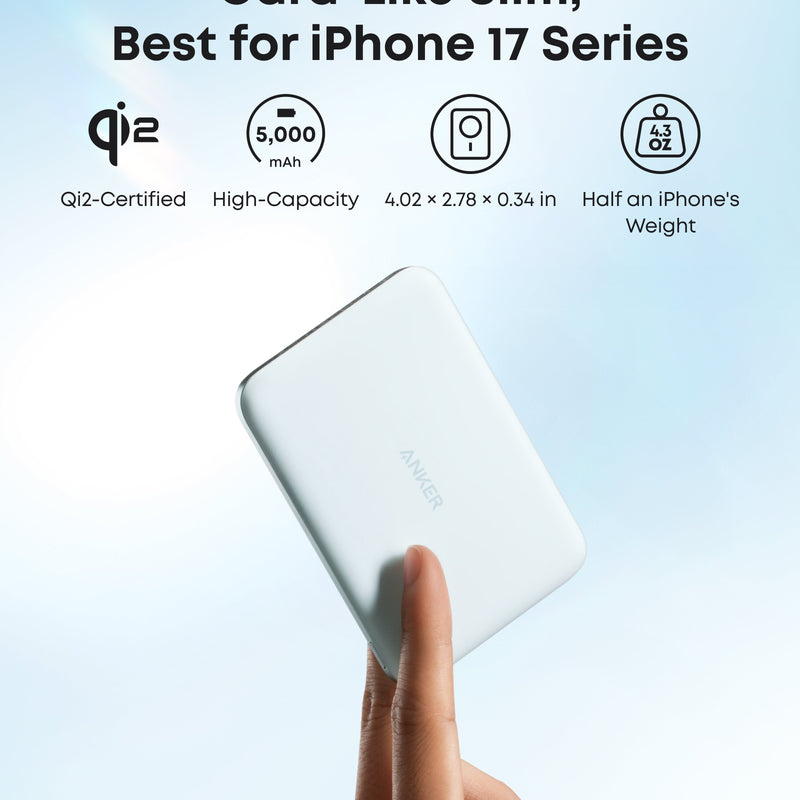 Black Anker Nano Power Bank 5K with MagGo slim design, compact portable charger for smartphones and devices.