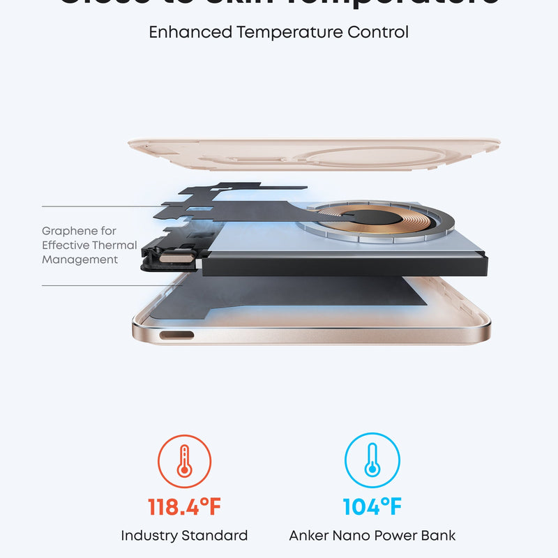 Black Anker Nano Power Bank 5K with MagGo, slim and portable for charging devices on the go.