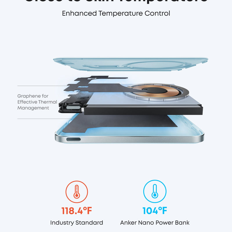 Black Anker Nano Power Bank 5K with MagGo and Slim design, compact portable charger for smartphones and devices.
