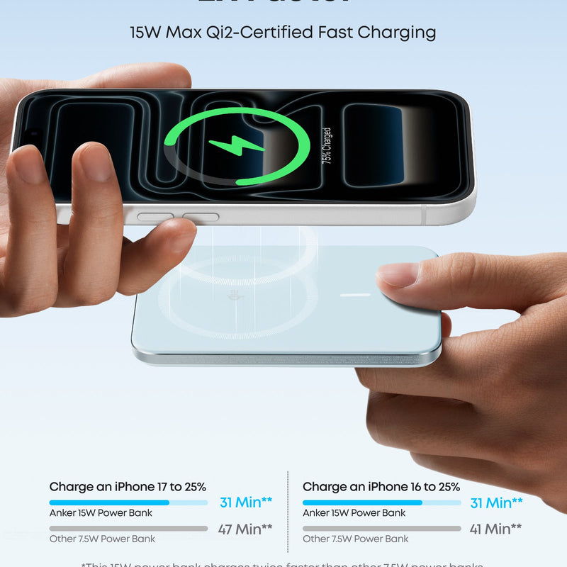 Black Anker Nano Power Bank 5K with MagGo, slim portable charger shown in a single pack.