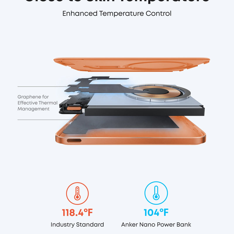 Black Anker Nano Power Bank 5K with MagGo and Slim design, compact portable charger for smartphones and devices.
