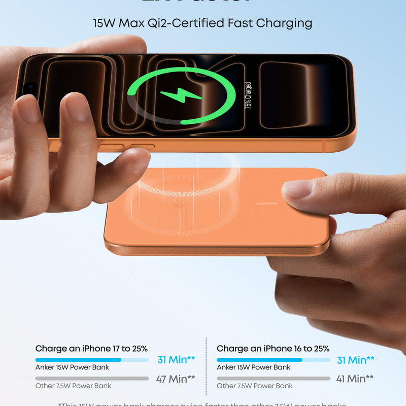 Black Anker Nano Power Bank 5K with MagGo Slim design, compact portable charger, shown in a 1-pack.