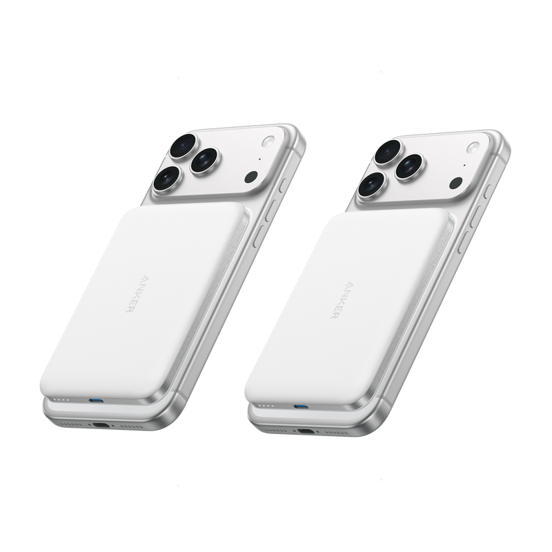 Black Anker Nano Power Bank 5K with MagGo and Slim design, compact portable charger for smartphones and devices.