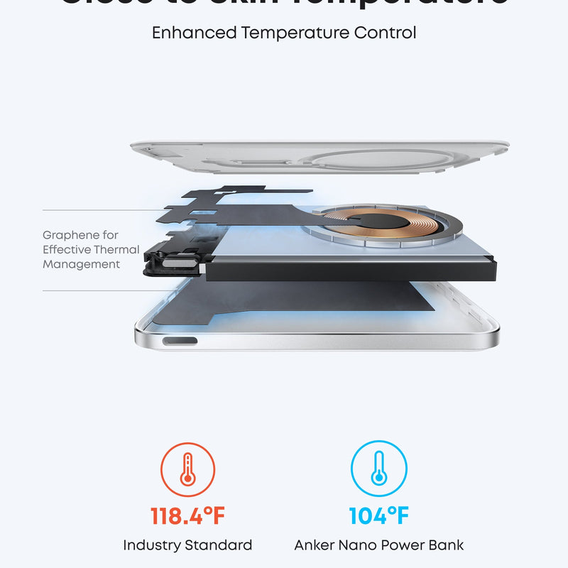 Black Anker Nano Power Bank 5K, Slim MagGo portable charger with compact design and USB-C port for on-the-go charging.