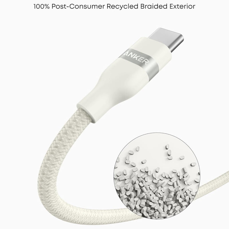 Anker USB-A to USB-C braided cable in black, available in 3 ft and 6 ft lengths, designed for durable charging and data transfer.