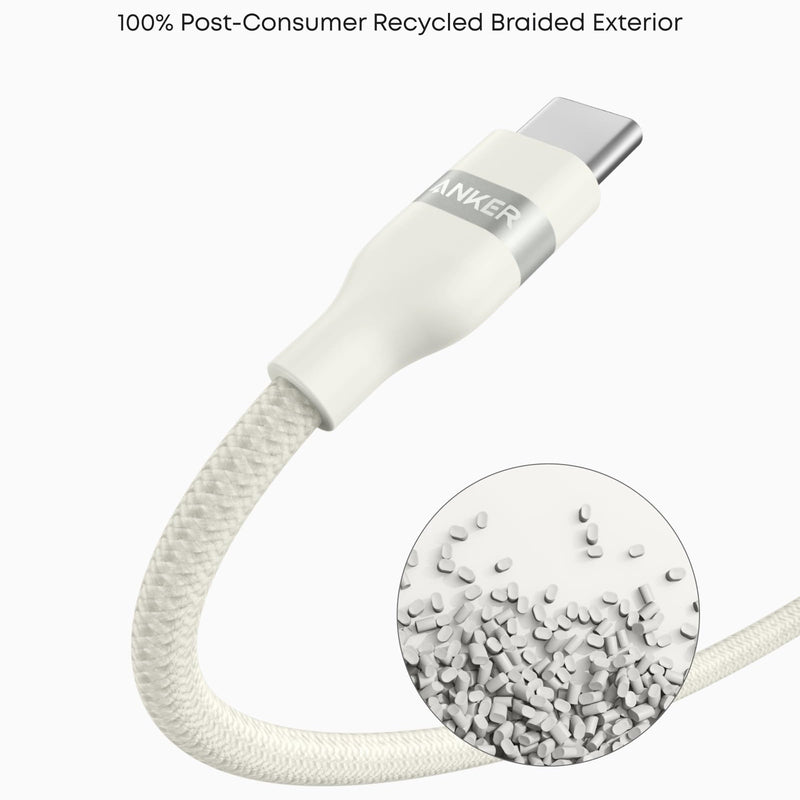 Anker USB-A to USB-C braided cable in black, available in 3 ft and 6 ft lengths, designed for durable device charging and data transfer.