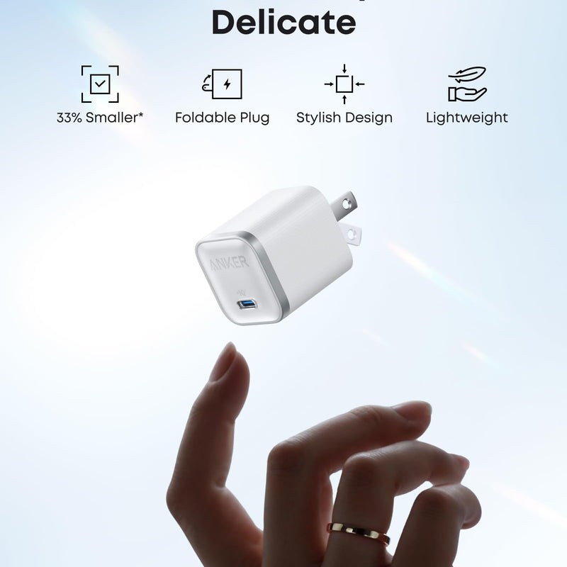 Black Anker Nano 45W charger with USB-C to USB-C cable, compact fast-charging power adapter for smartphones and devices