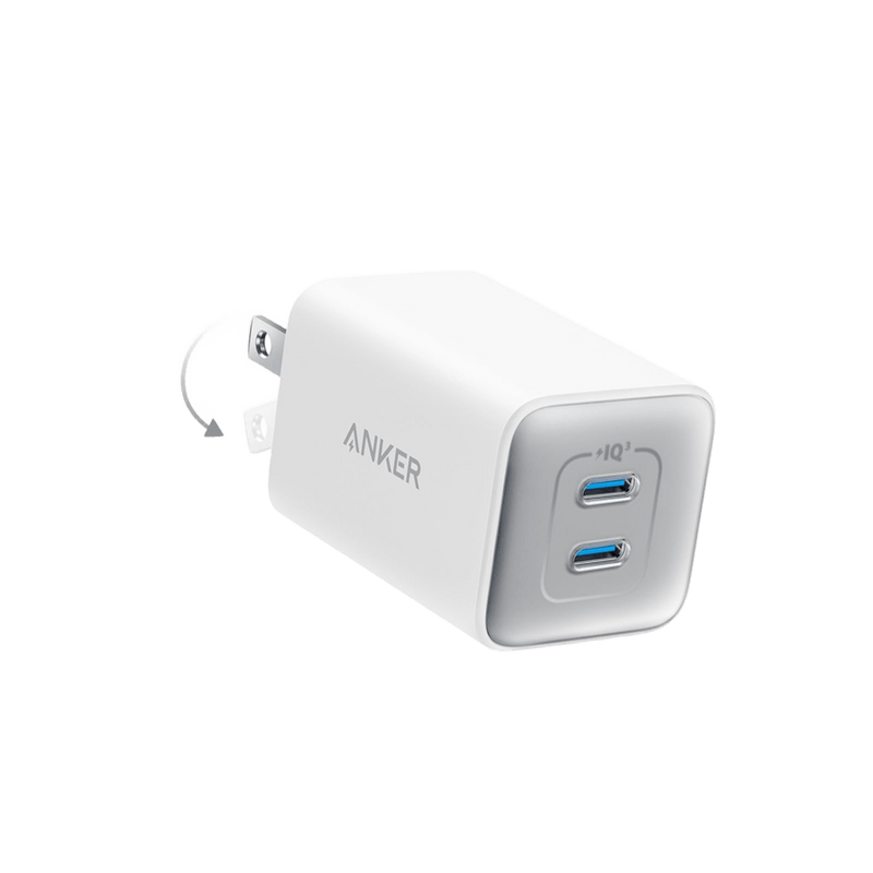 Anker 523 Nano 3 charger in black, compact 47W USB-C power adapter with sleek stone finish and multiple ports