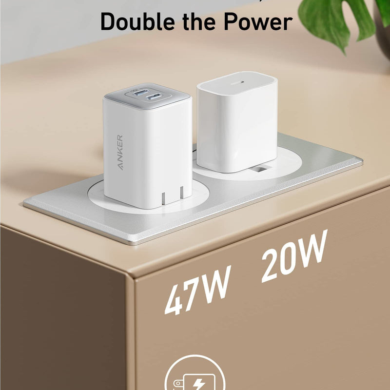 Anker 523 Nano 3 47W charger in black, compact power adapter with USB-C port for fast charging devices.