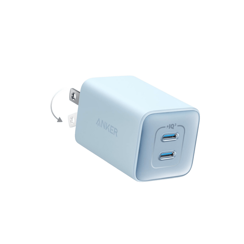 Black Anker 523 Nano 3 charger with 47W power output, compact design and USB-C port for fast device charging.