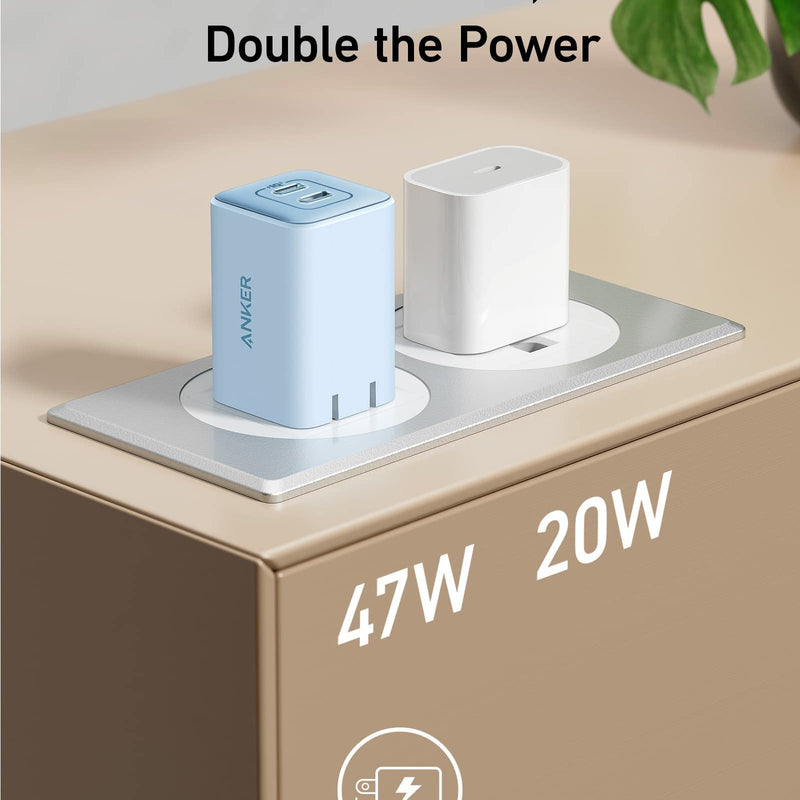 Anker 523 Nano 3 47W charger in black, compact design with USB-C port for fast charging of compatible devices.