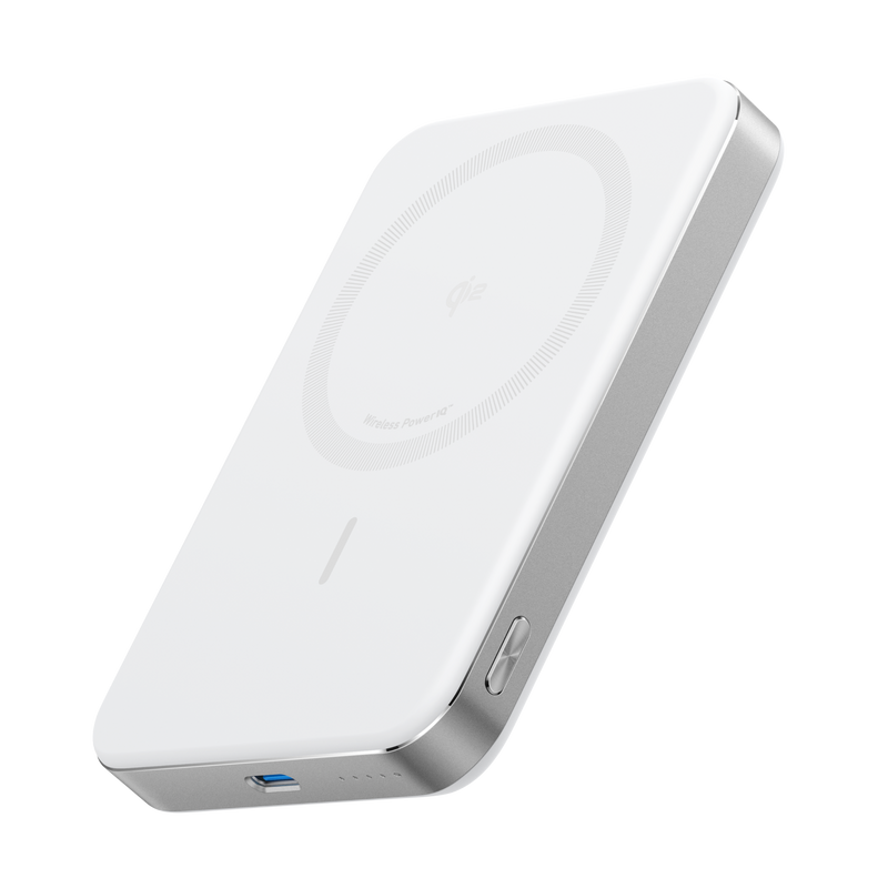 Black Anker MagGo Power Bank 10K Slim portable charger with compact design and USB-C port for on-the-go device charging.