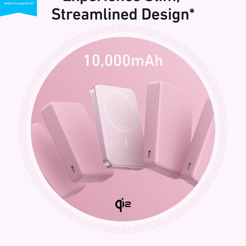 Black Anker MagGo Power Bank 10K Slim offering portable charging with sleek design and compact size for on-the-go use