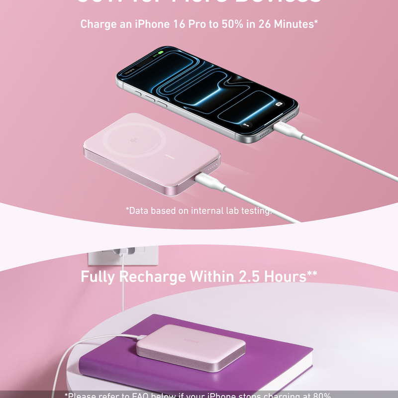 Black Anker MagGo Power Bank 10K Slim with USB-C port and sleek design, portable mobile charging device
