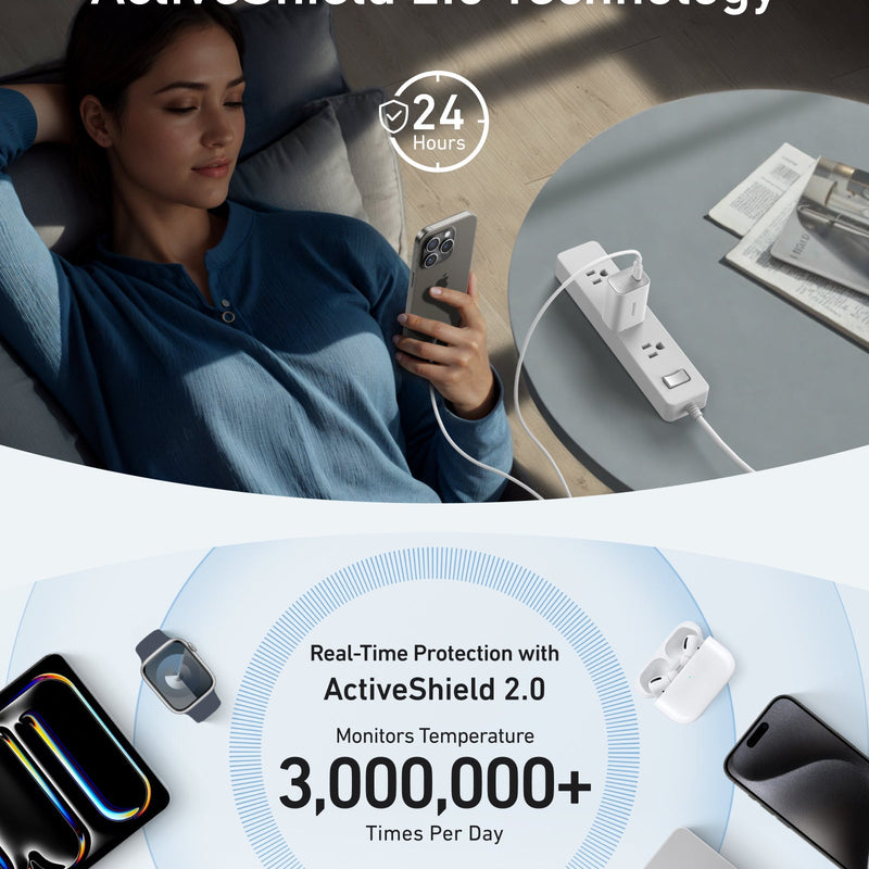 Anker Nano 100W charger with black finish and USB-C cable, compact power adapter for fast charging devices.