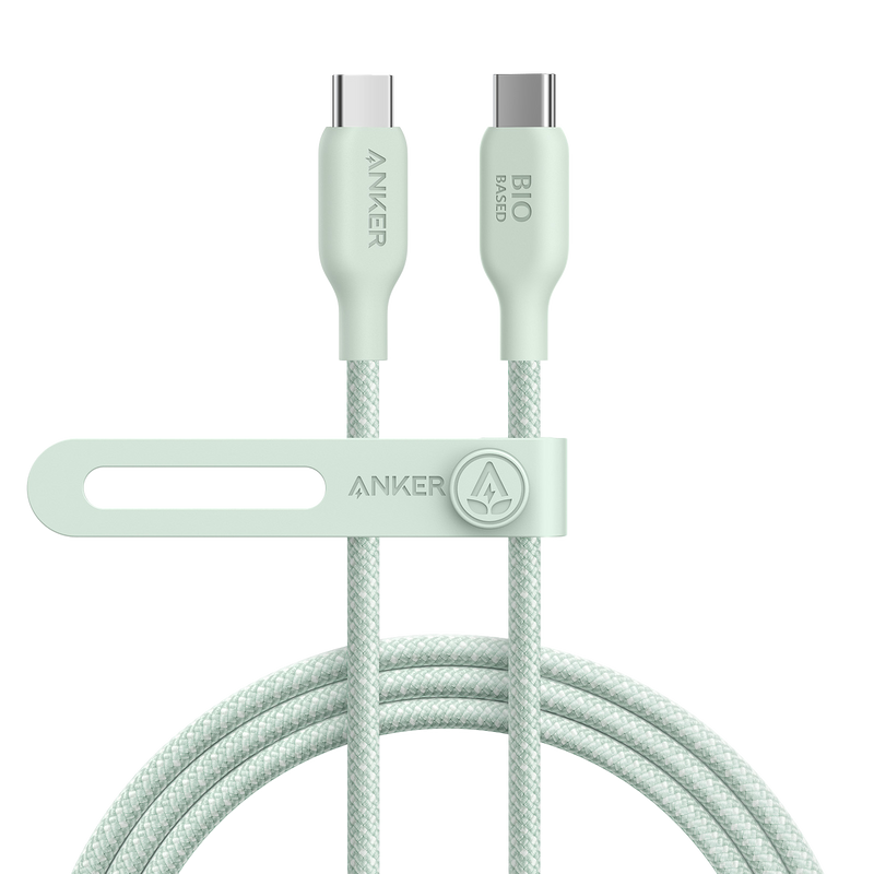 Anker 543 USB-C to USB-C charging cable, 10ft black bio-braided design for durable fast charging and data transfer.