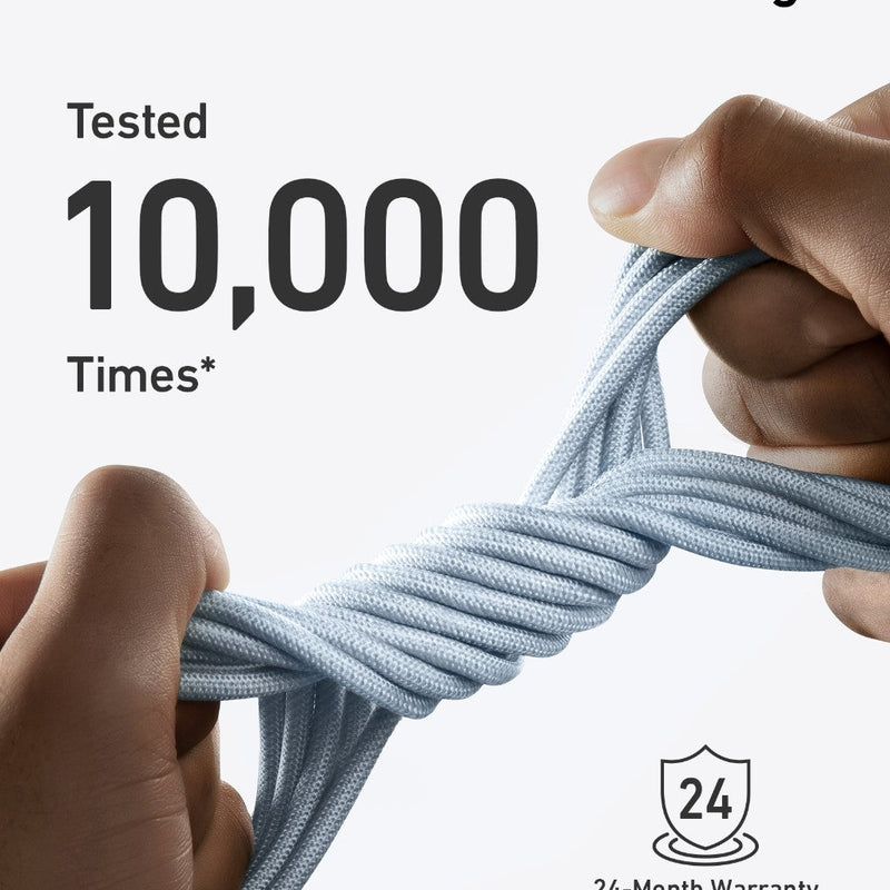 Anker 543 USB-C to USB-C charging cable, 10 ft black bio-braided design for durable charging and data transfer.