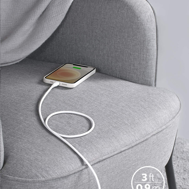 Anker 641 USB-C to Lightning Cable in midnight black with flow silicone design for charging, 3 feet long.