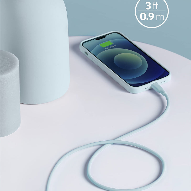 Anker 641 USB-C to Lightning charging cable, 3ft silicone Flow design in midnight black, for fast device charging.