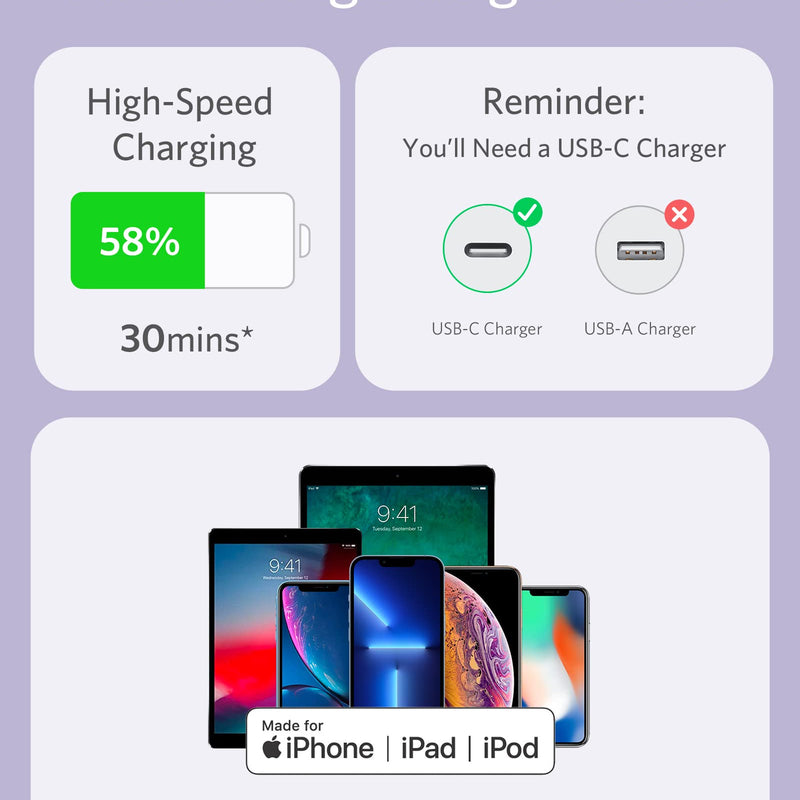 Anker 641 USB-C to Lightning Cable in midnight black, 3ft silicone charging cable for Apple devices, charging only.