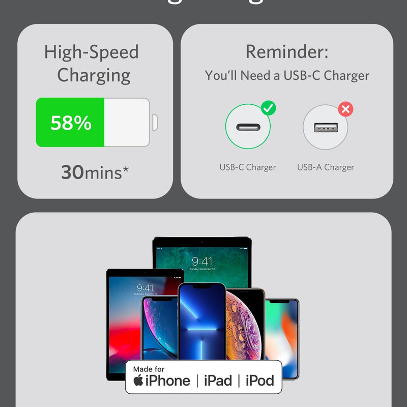 Anker 641 USB-C to Lightning charging cable, 3ft silicone Flow design in midnight black, for fast device charging