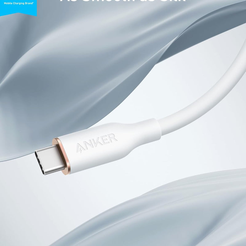 Anker 643 USB-C to USB-C charging cable, 6ft silicone Flow design in midnight black for fast device charging.