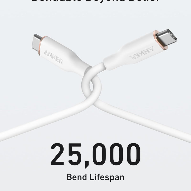 Anker 643 USB-C to USB-C charging cable, 6ft silicone Flow design in midnight black, suitable for fast charging devices.