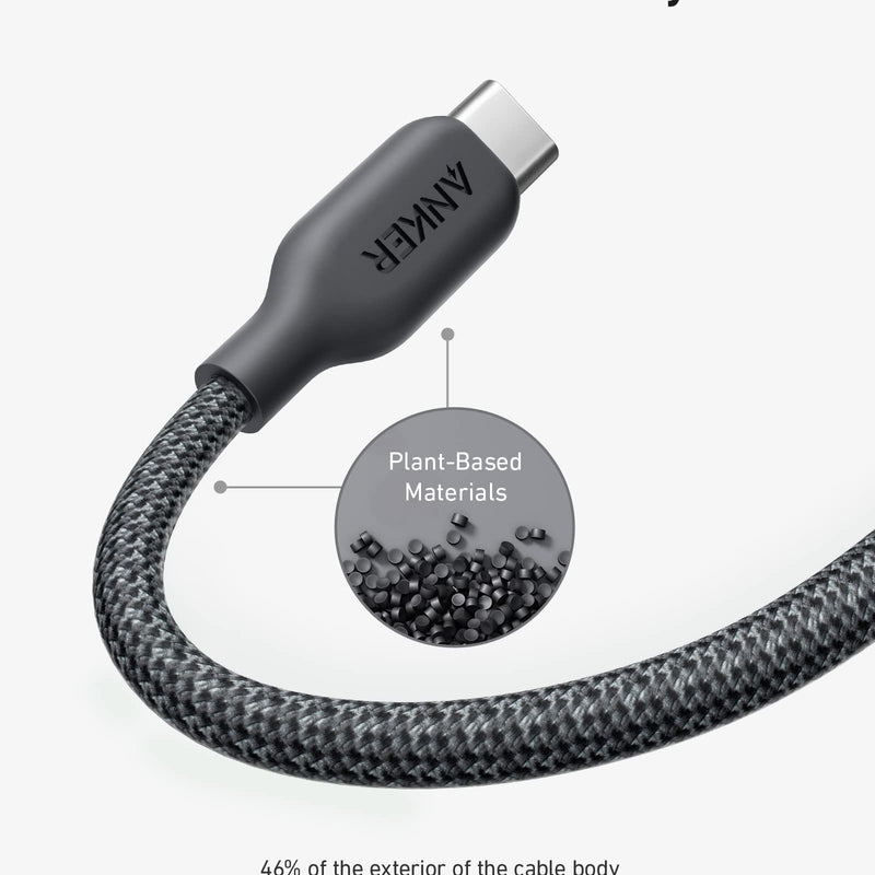 Anker 543 USB C to USB C charging cable, 10 ft black, supports 240W power delivery for fast charging and data transfer.