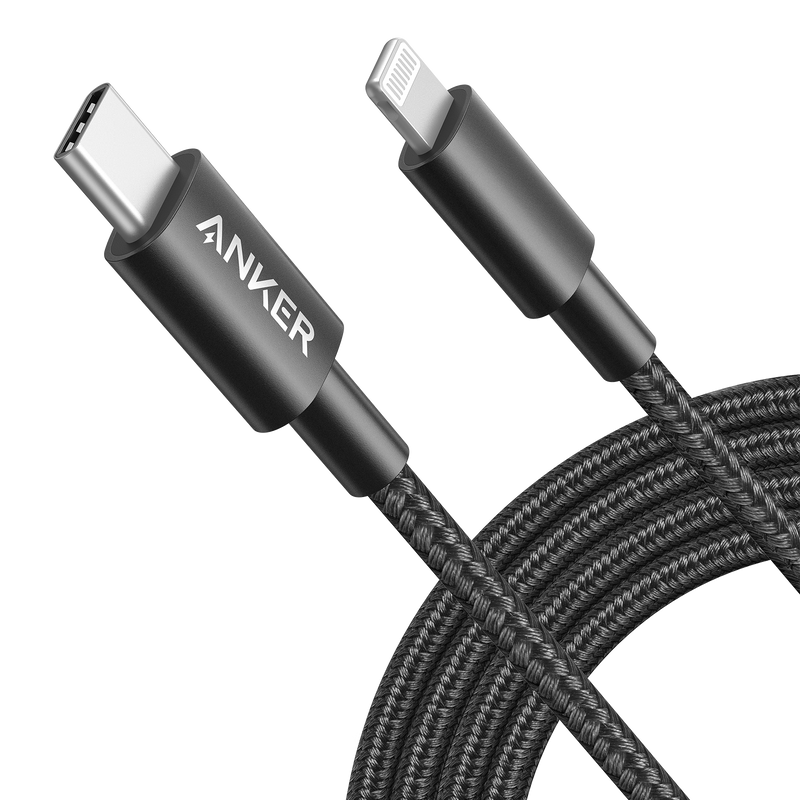 Anker 331 USB-C to Lightning charging cable in black, 1-foot length, designed for fast charging and reliable Apple device connection.