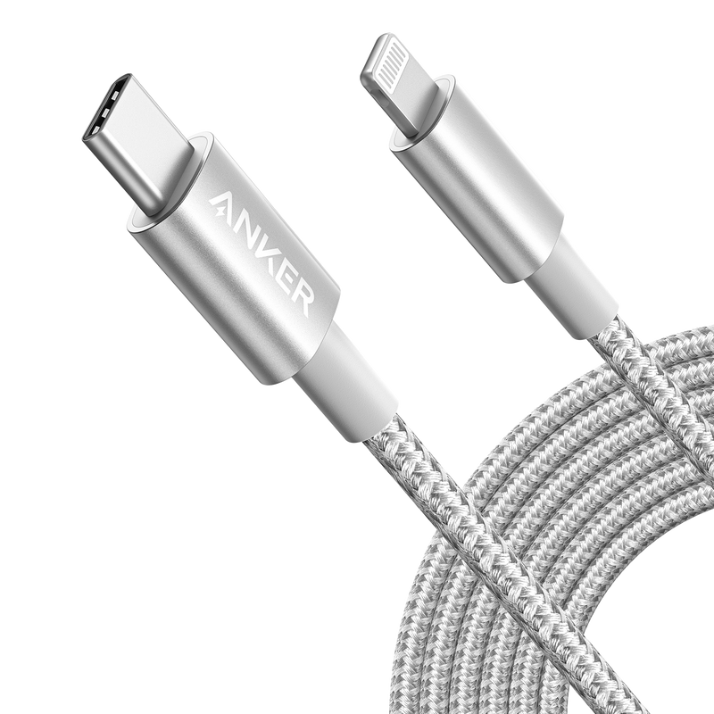 Anker 331 USB-C to Lightning charging cable, black, 1ft length, designed for fast device charging.