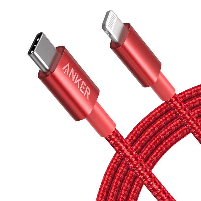 Anker 331 USB-C to Lightning charging cable in black, 1 foot length, designed for fast device charging and data transfer.