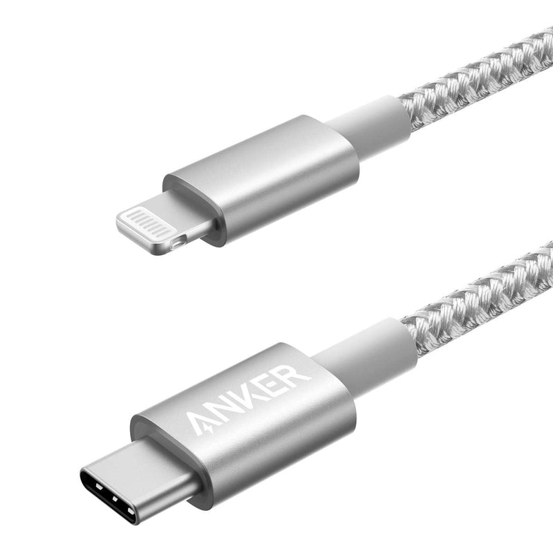 Anker 331 USB-C to Lightning cable for charging, black, 1-foot length, durable design, ideal for Apple device charging.
