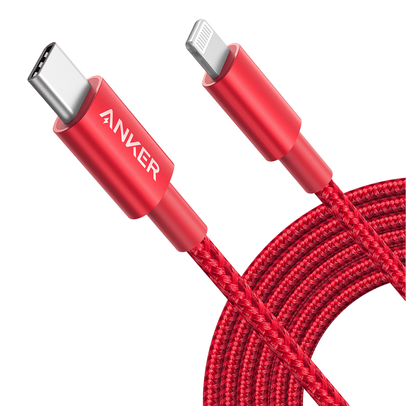 Anker 331 USB-C to Lightning charging cable in black, 1 foot length for Apple devices, durable and compact design