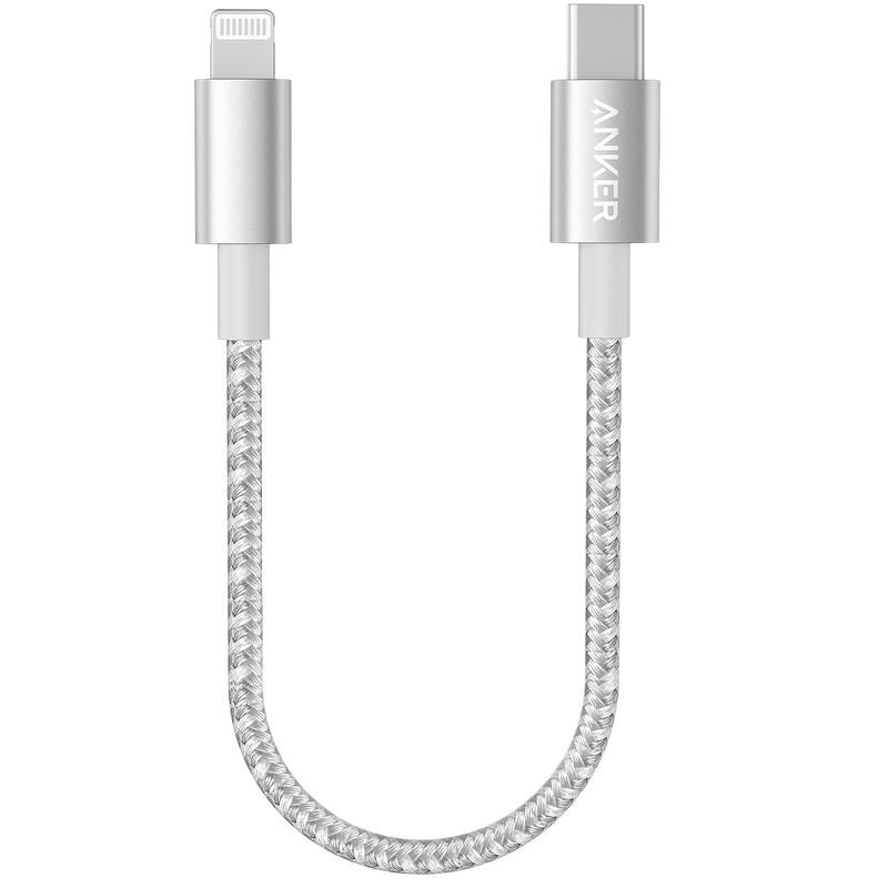 Anker 331 USB-C to Lightning charging cable in black, 1ft length, designed for fast charging iPhone and Apple devices.